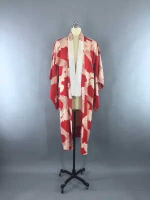1930s Vintage Silk Kimono Robe / Art Deco Floral Waves