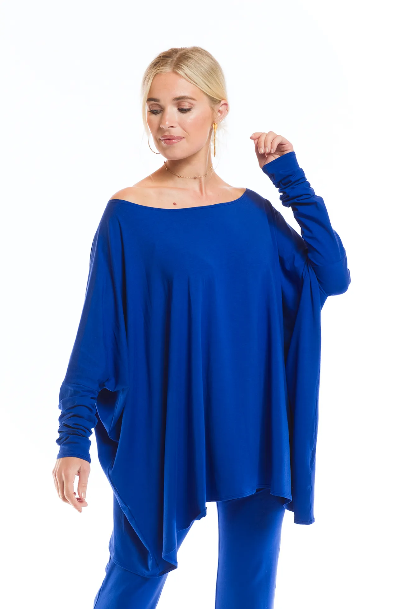 BAMBOO BAGGY BOX TOP COBALT BLUE
