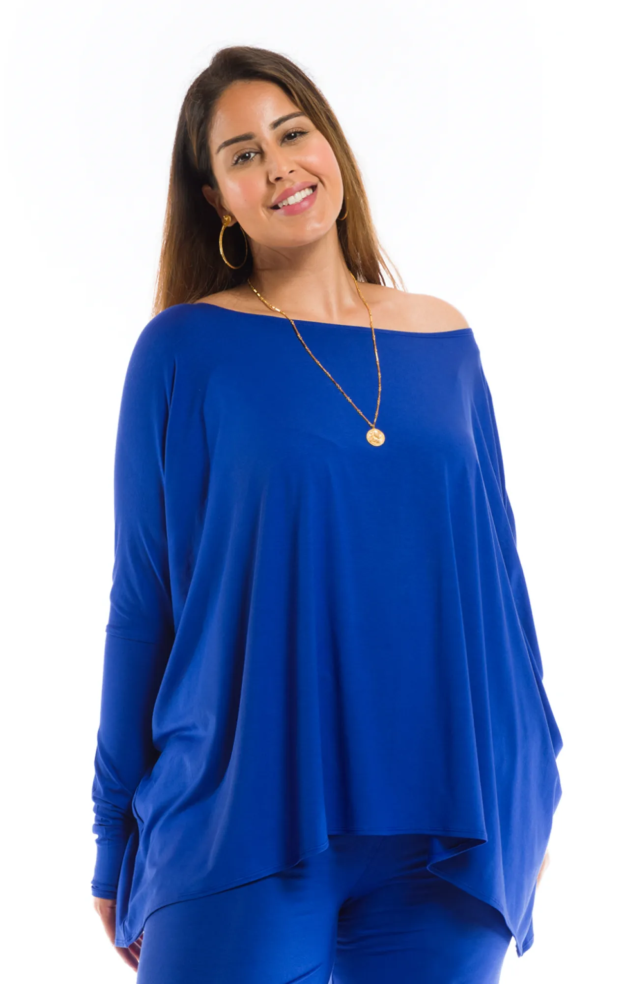 BAMBOO BAGGY BOX TOP COBALT BLUE