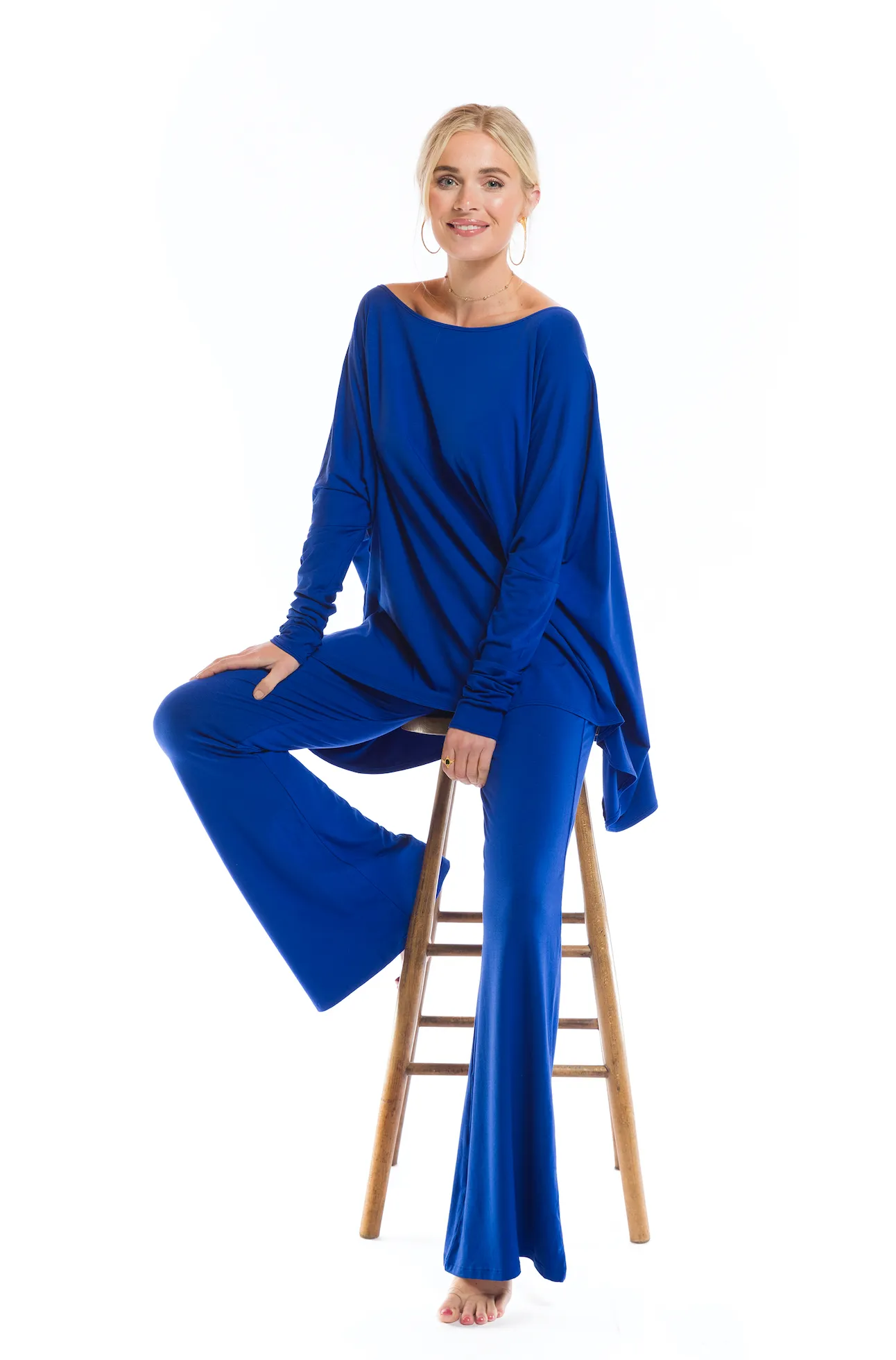 BAMBOO BAGGY BOX TOP COBALT BLUE