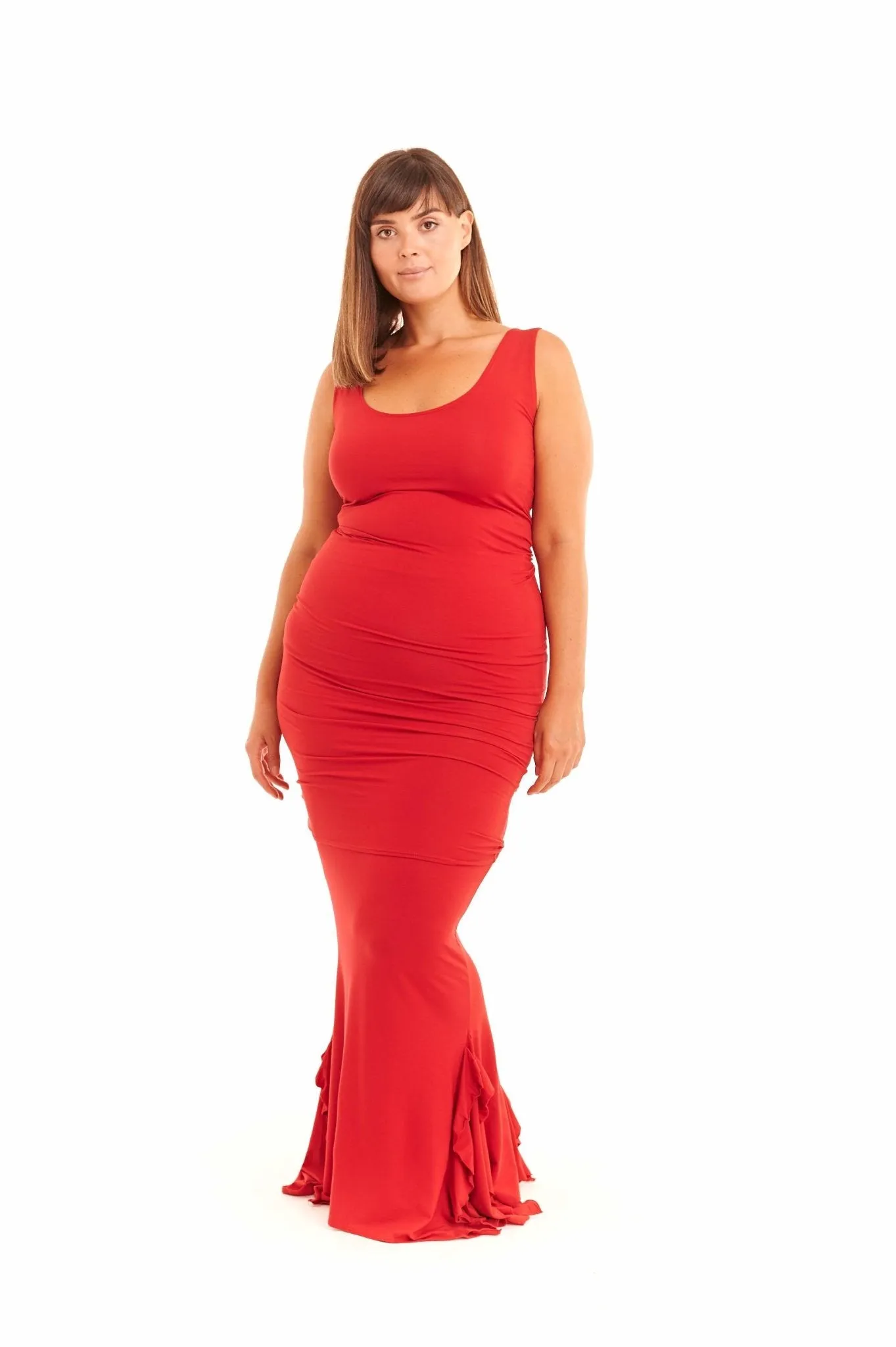 BAMBOO LONG VEST DRESS RED