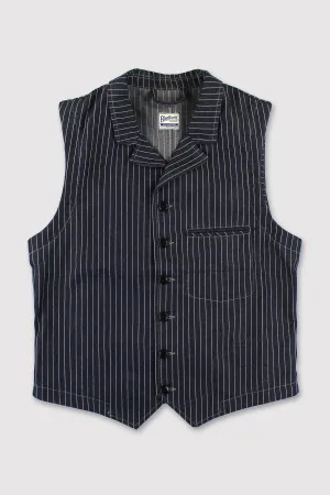 Blue Blanket - V02 JP03 11 0z. Japanese Dark Indigo Pinstripe Denim Waistcoat