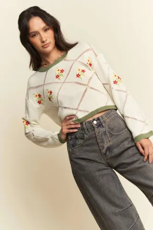 Border Texture Top W/Floral