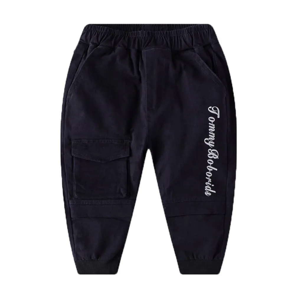 Boys Solid Letter Casual Pants Wholesale