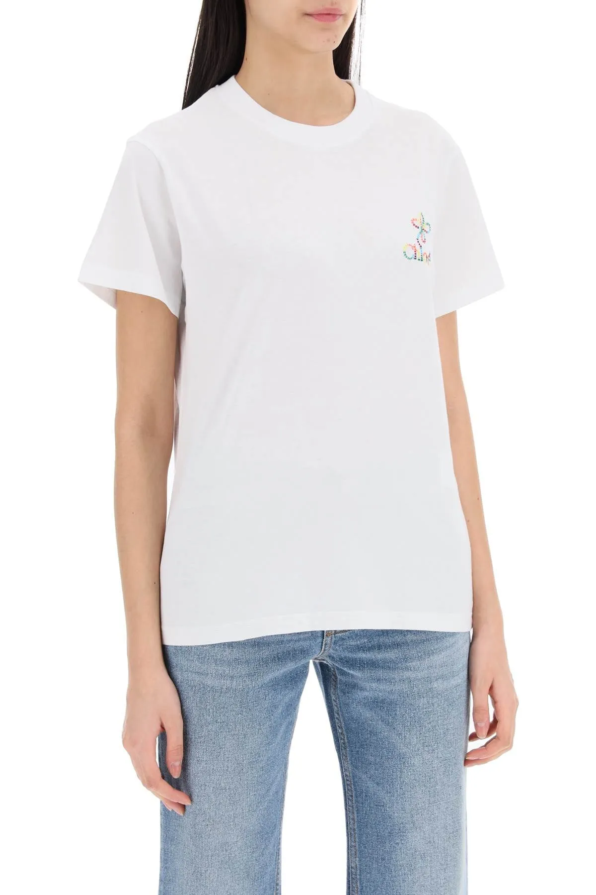 Chloe' multicolor embroidered logo t-shirt with