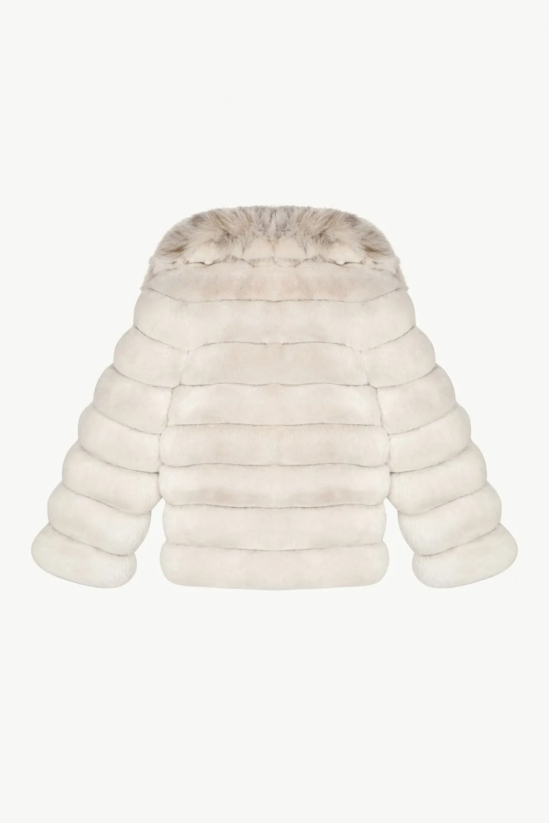 Cream Chinchilla Fur Jacket with Lynx Collar