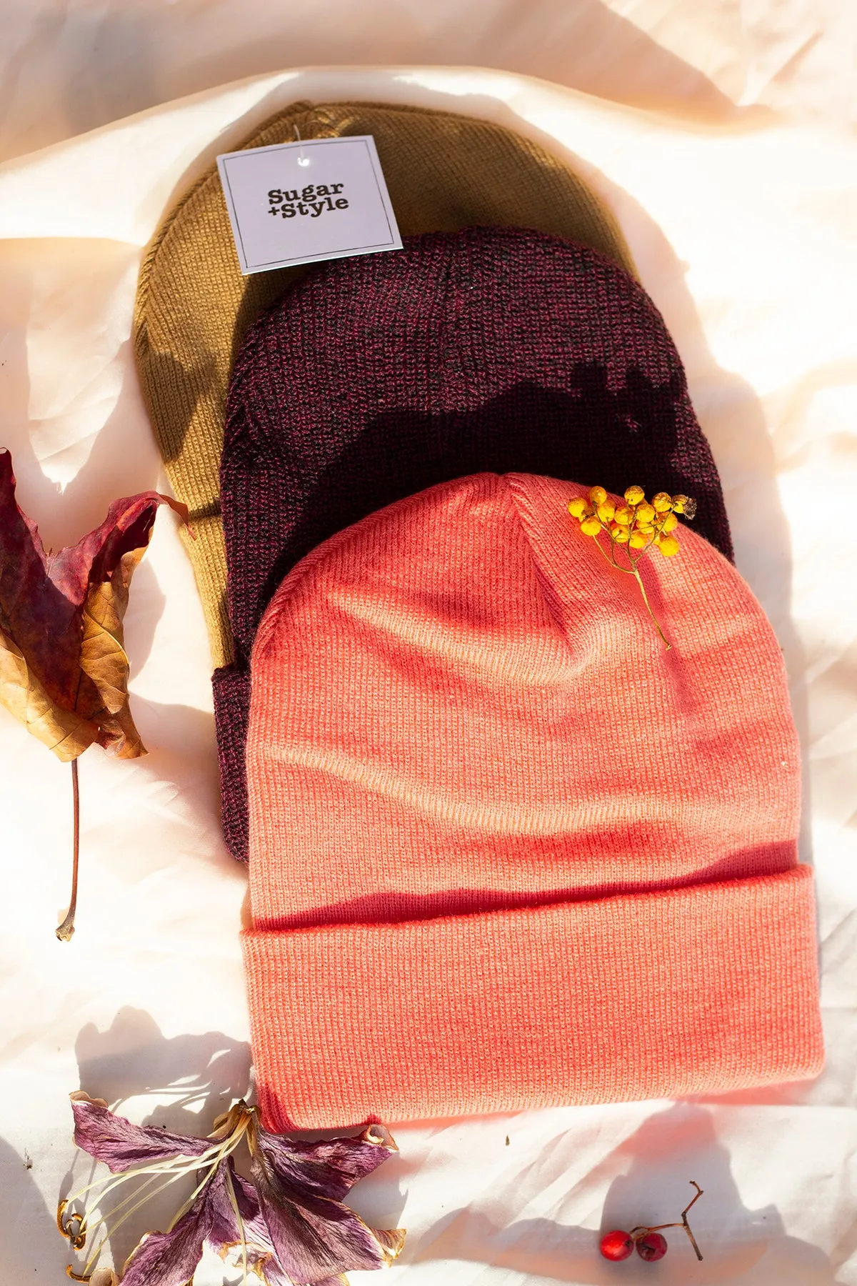 Deep Red Mottled Beanie Hat