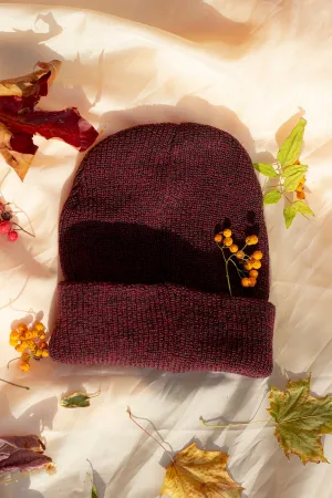 Deep Red Mottled Beanie Hat