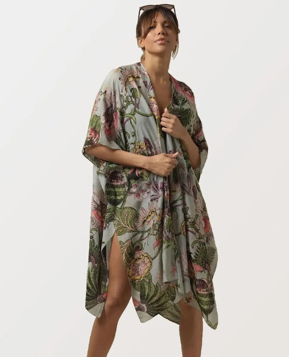 Eccentric Bloom Hand Printed Long Kimono