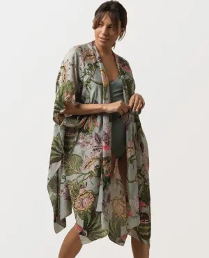 Eccentric Bloom Hand Printed Long Kimono