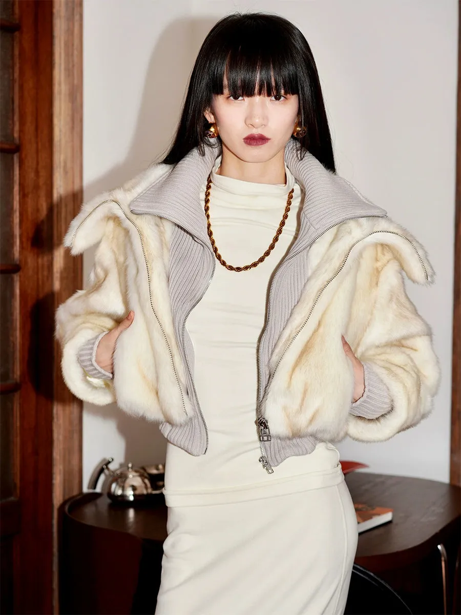Faux Fur Splicing Coat