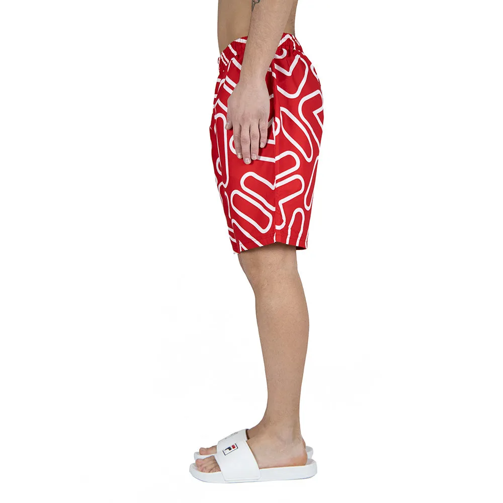 Fila "YASH" Outline All Over Print Swim Men's Short Red-White
