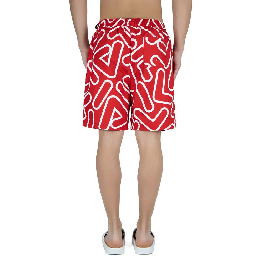 Fila "YASH" Outline All Over Print Swim Men's Short Red-White