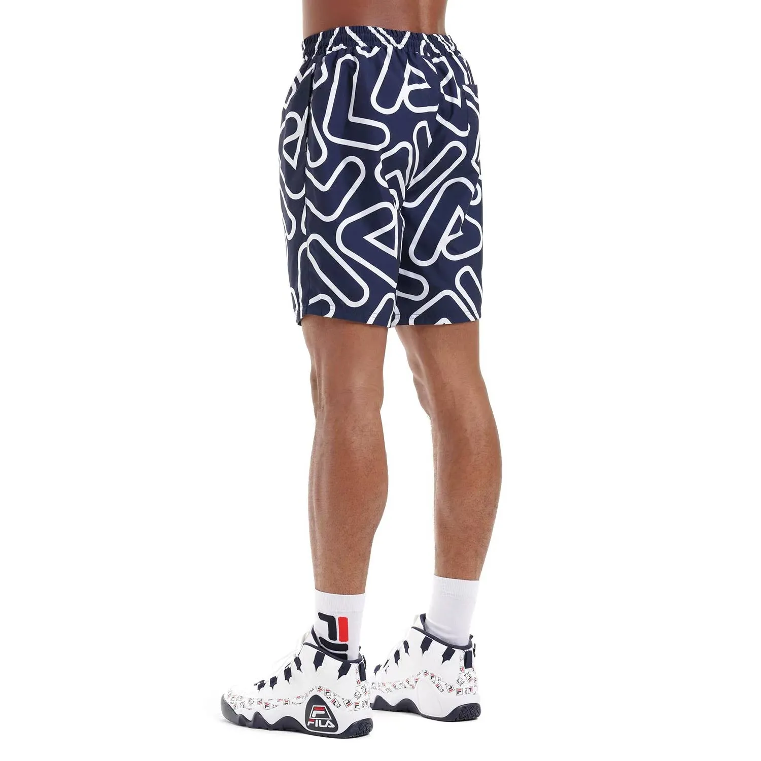 Fila Yash Outline All Over Print Men's Swim Short Peacoat-White