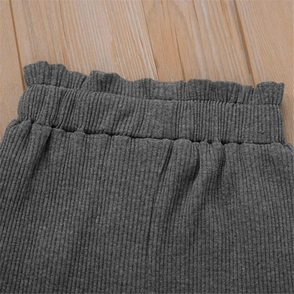 Girls Solid Color Fashion Elastic Waist Pants Cheap Childrens Clothes Wholesale