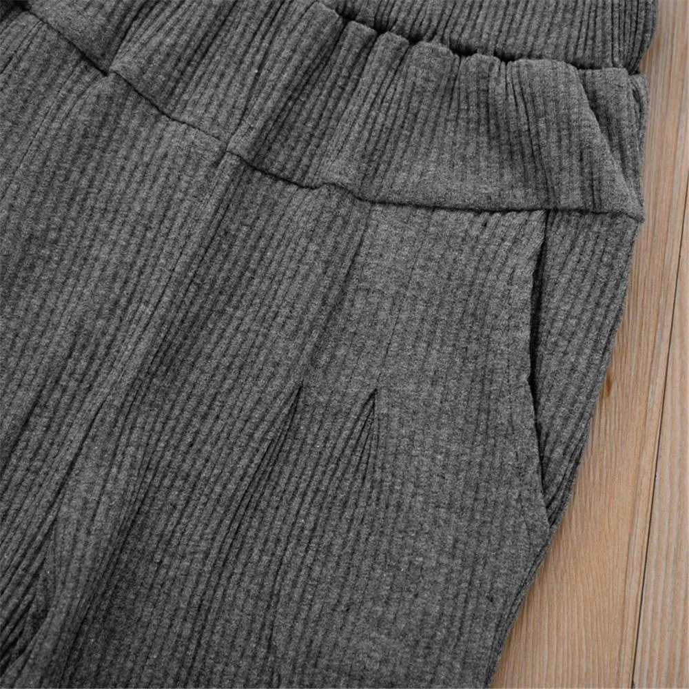 Girls Solid Color Fashion Elastic Waist Pants Cheap Childrens Clothes Wholesale