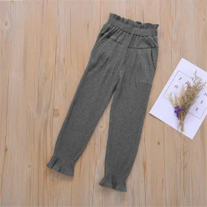 Girls Solid Color Fashion Elastic Waist Pants Cheap Childrens Clothes Wholesale