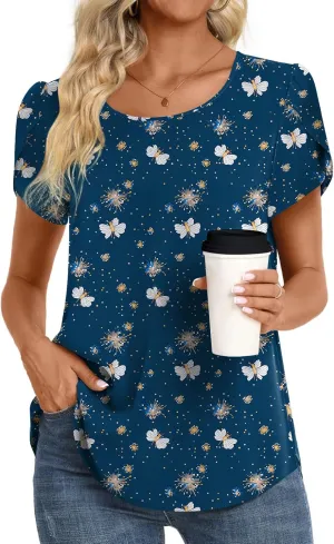 HOTGIFT Women Tops 2025 Summer Short Sleeve Chiffon T Shirts Blouse M-3XL