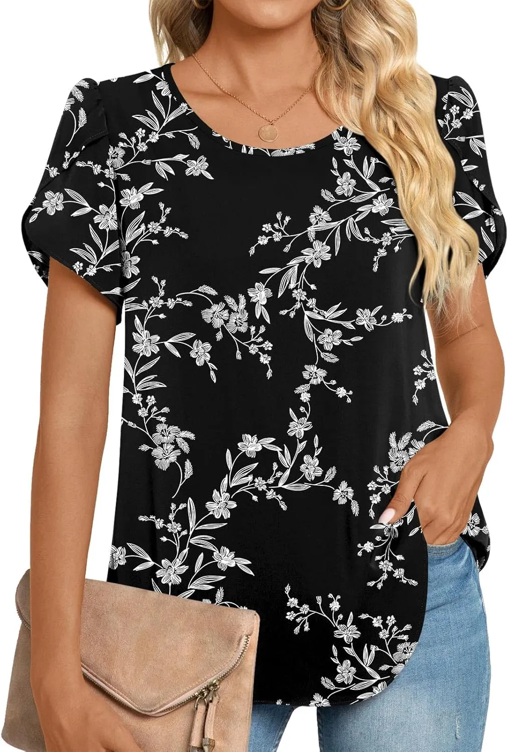 HOTGIFT Women Tops 2025 Summer Short Sleeve Chiffon T Shirts Blouse M-3XL