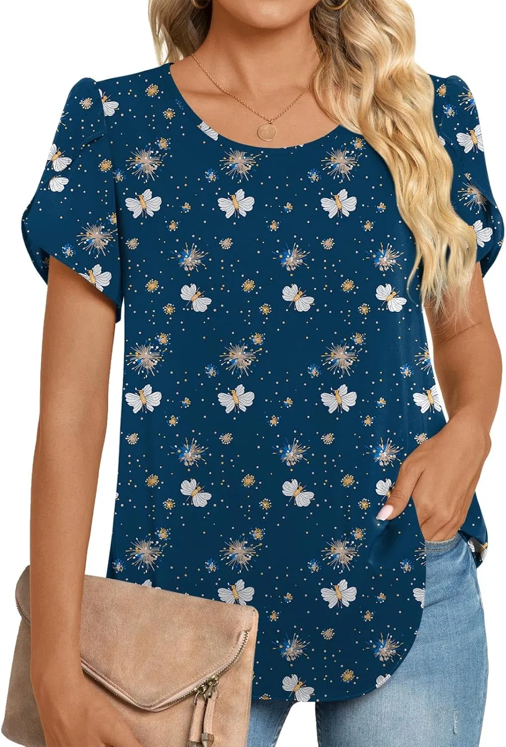 HOTGIFT Women Tops 2025 Summer Short Sleeve Chiffon T Shirts Blouse M-3XL