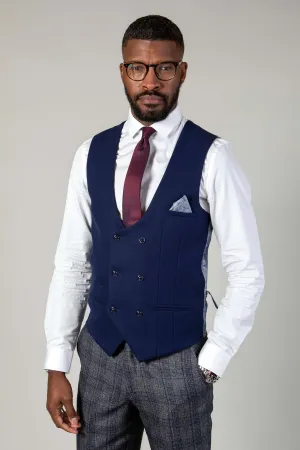 KELVIN - Royal Blue Double Breasted Waistcoat