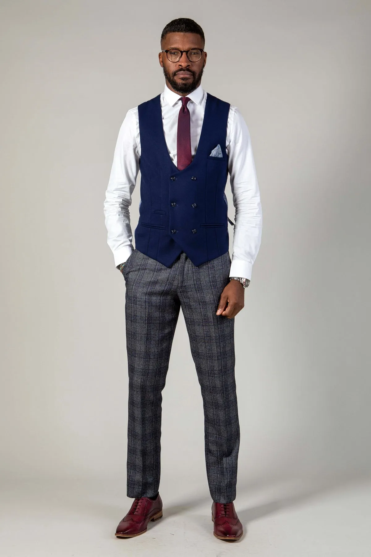 KELVIN - Royal Blue Double Breasted Waistcoat