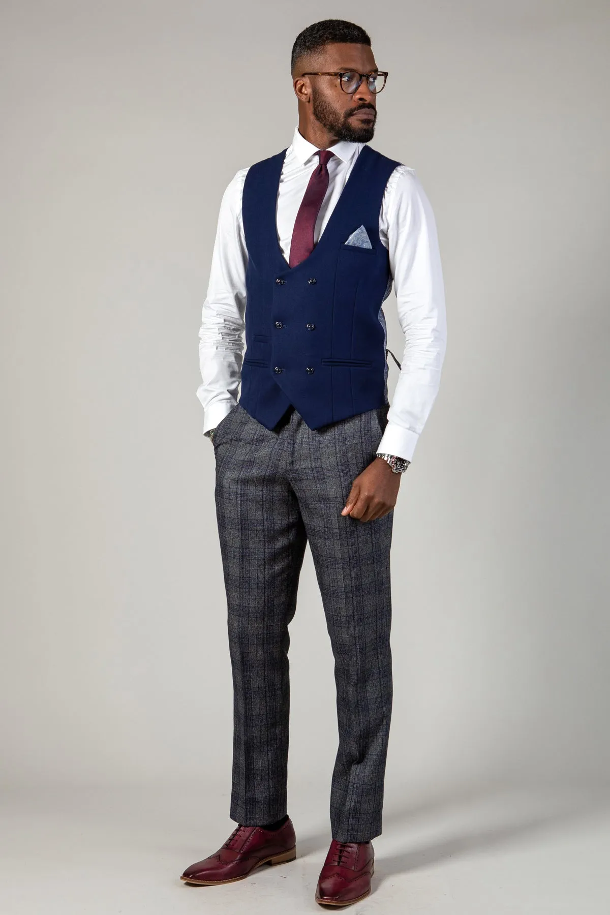 KELVIN - Royal Blue Double Breasted Waistcoat