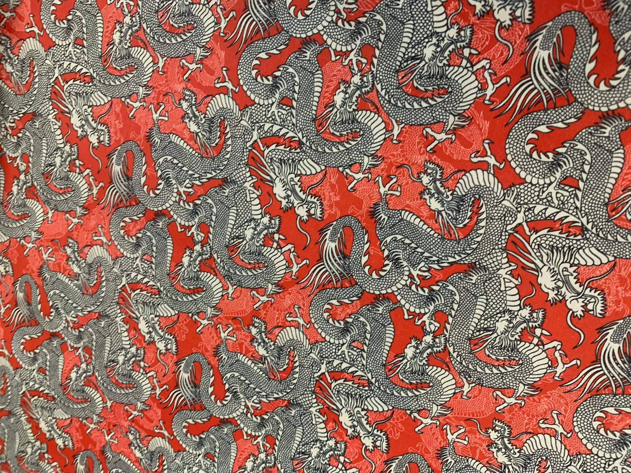 Kimonos & Koi - Japanese Dragons Red - Paintbrush Studio Cotton Fabric