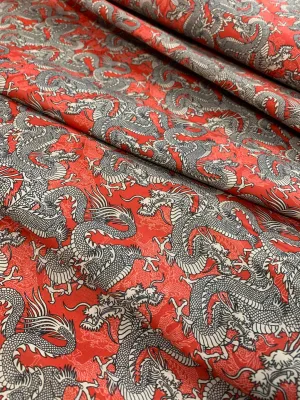 Kimonos & Koi - Japanese Dragons Red - Paintbrush Studio Cotton Fabric