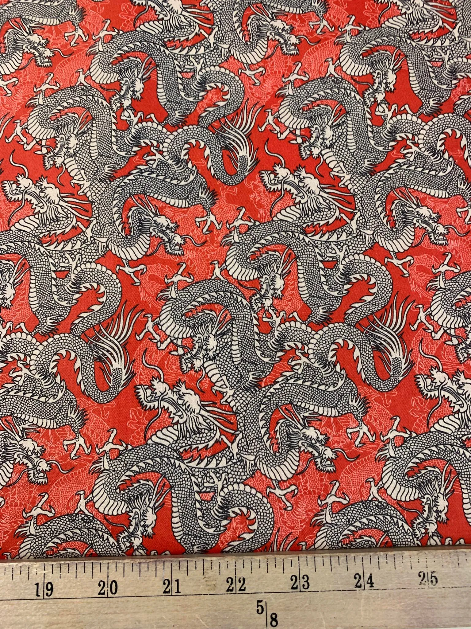 Kimonos & Koi - Japanese Dragons Red - Paintbrush Studio Cotton Fabric