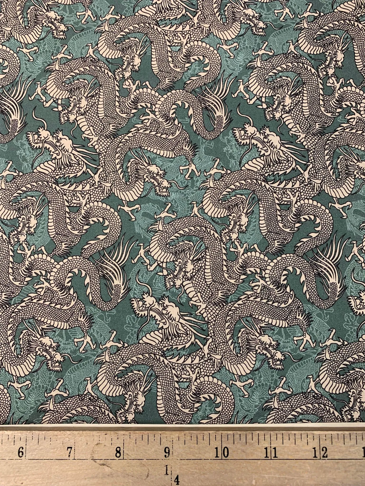 Kimonos & Koi - Japanese Dragons Teal - Paintbrush Studio Cotton Fabric