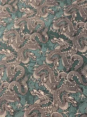 Kimonos & Koi - Japanese Dragons Teal - Paintbrush Studio Cotton Fabric