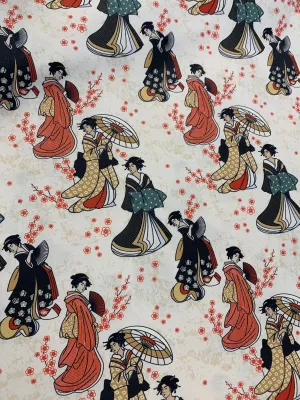 Kimonos & Koi - Japanese Geisha - Paintbrush Studio Cotton Fabric