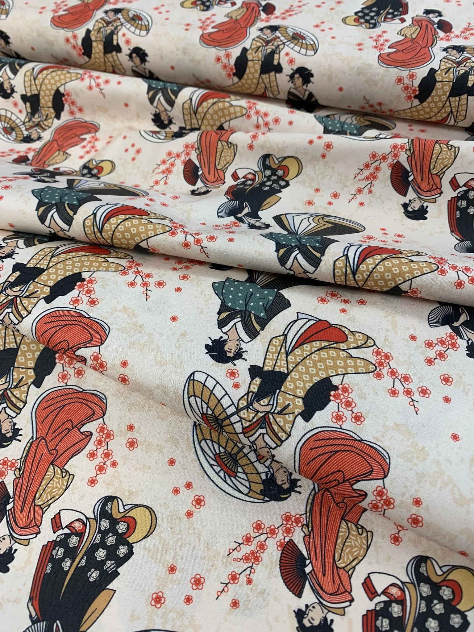 Kimonos & Koi - Japanese Geisha - Paintbrush Studio Cotton Fabric