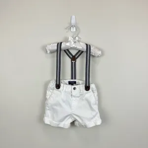 Mayoral Baby White Suspender Shorts 74 cm 9 Months