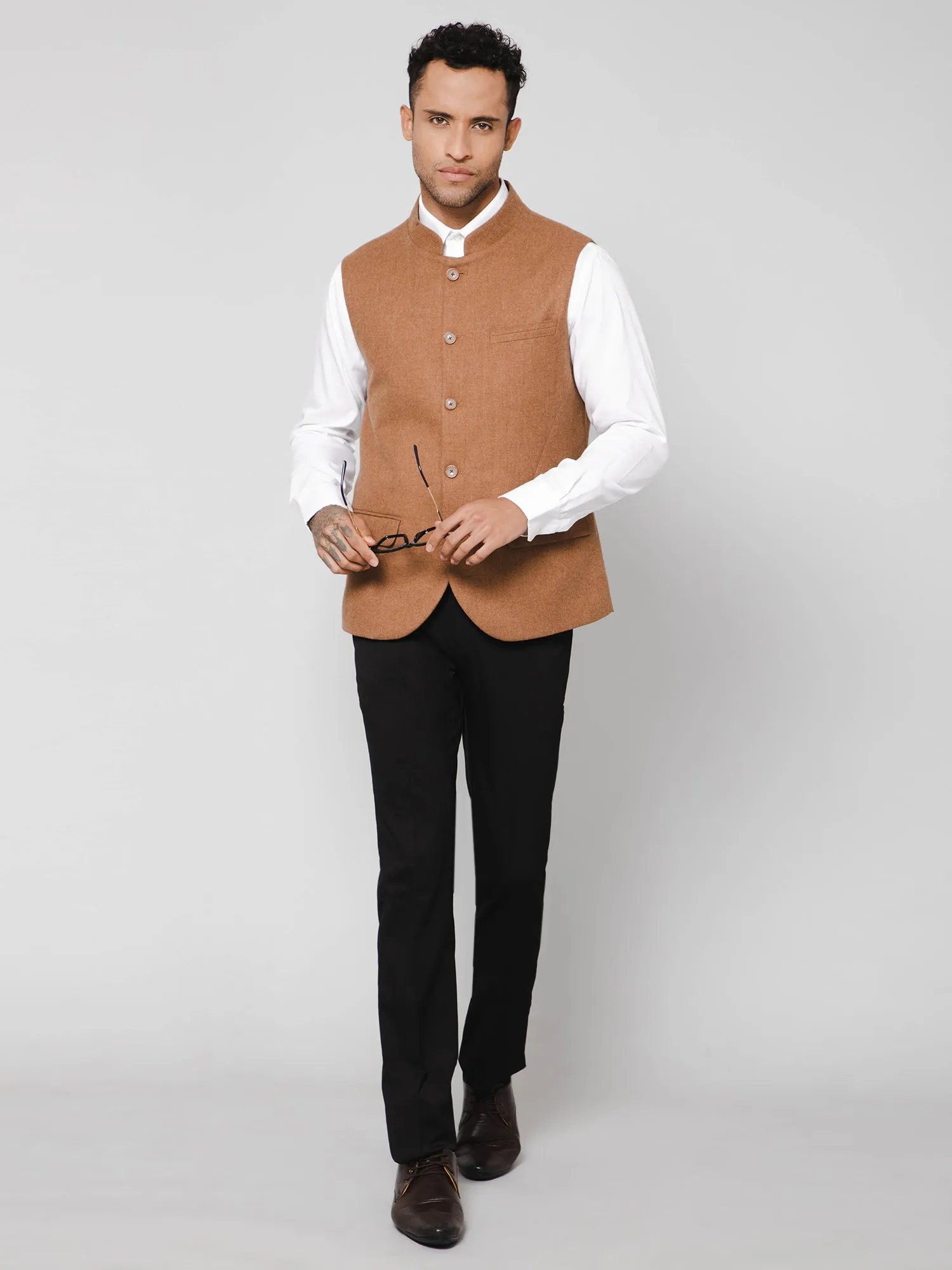Men Camel Brown Waist Coat