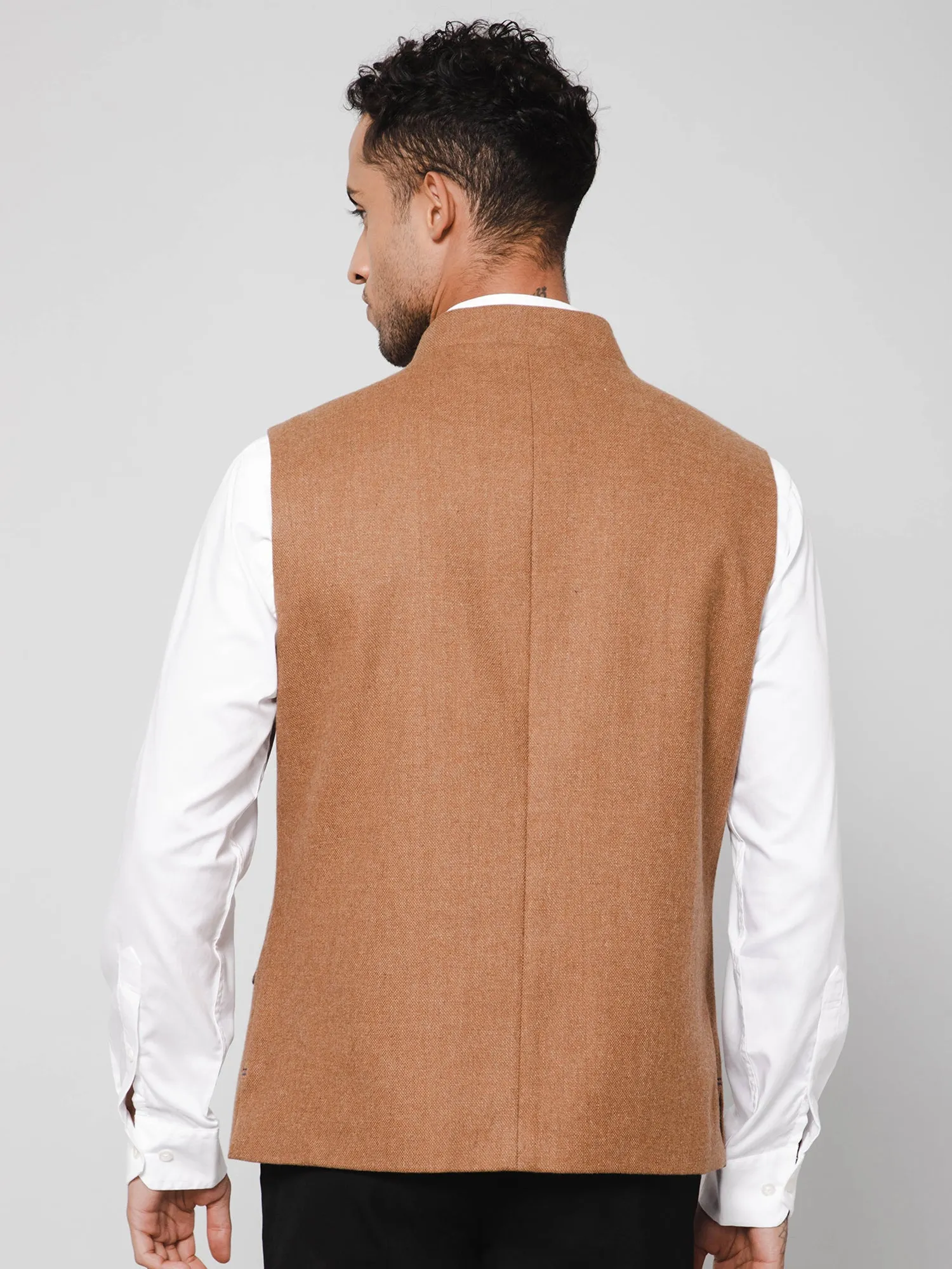 Men Camel Brown Waist Coat