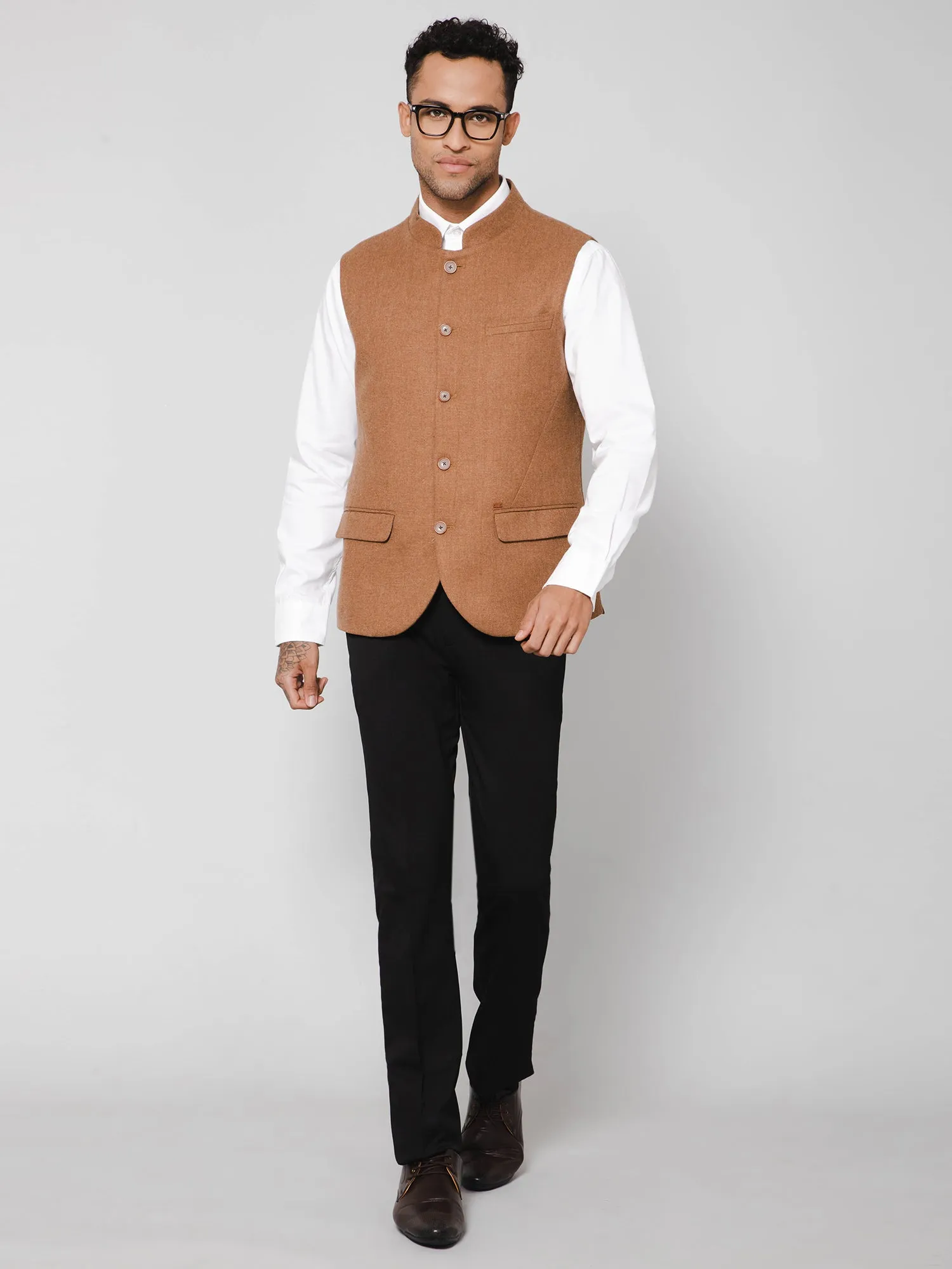 Men Camel Brown Waist Coat