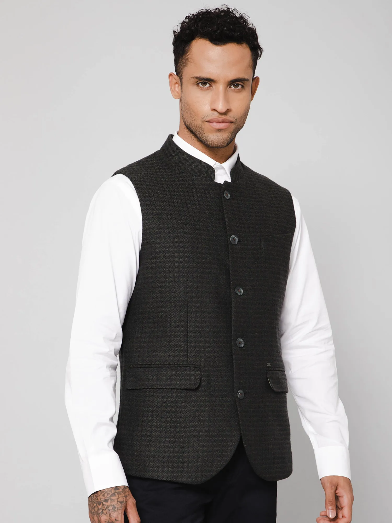 Men Green Waist Coat