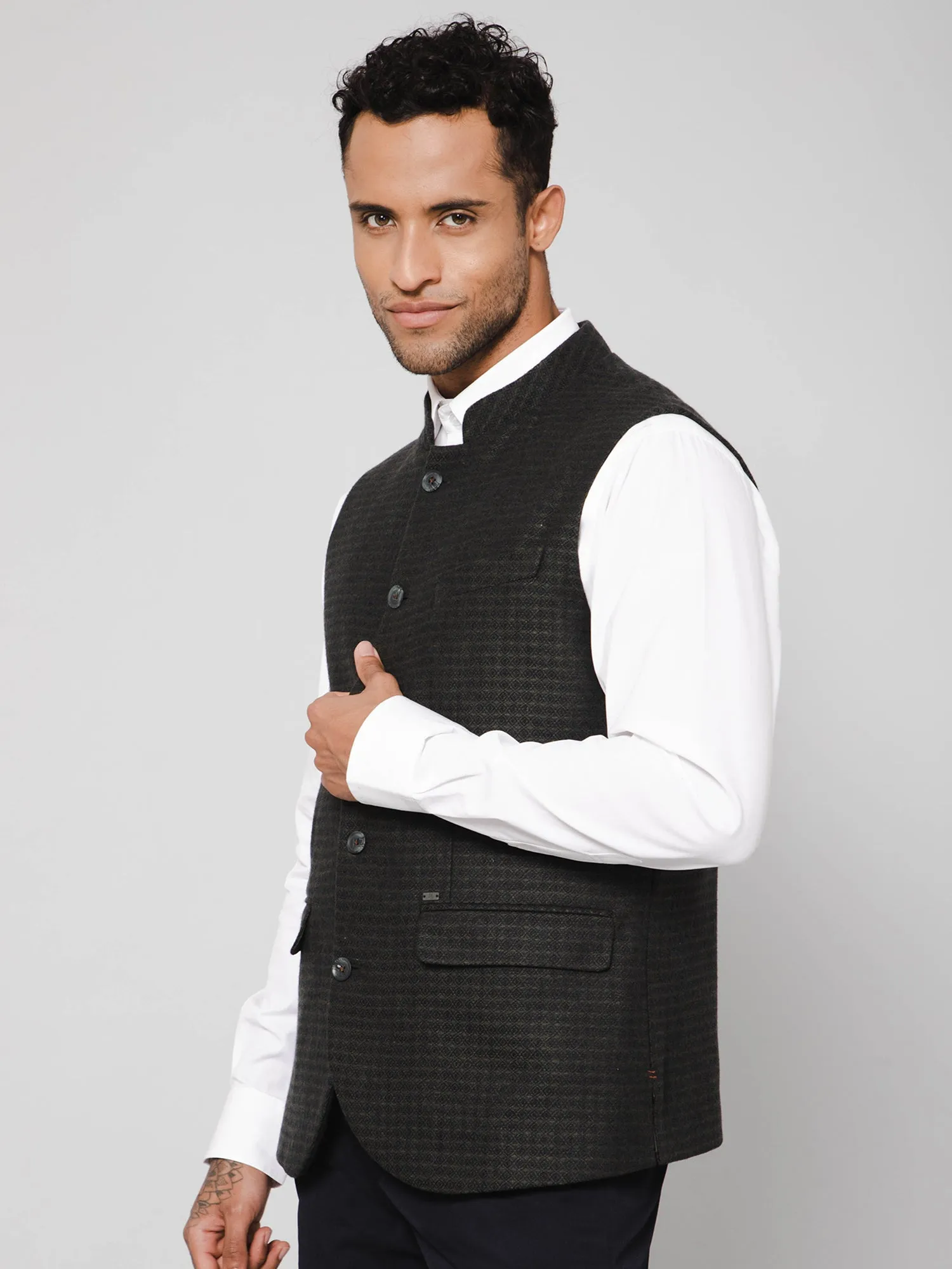 Men Green Waist Coat