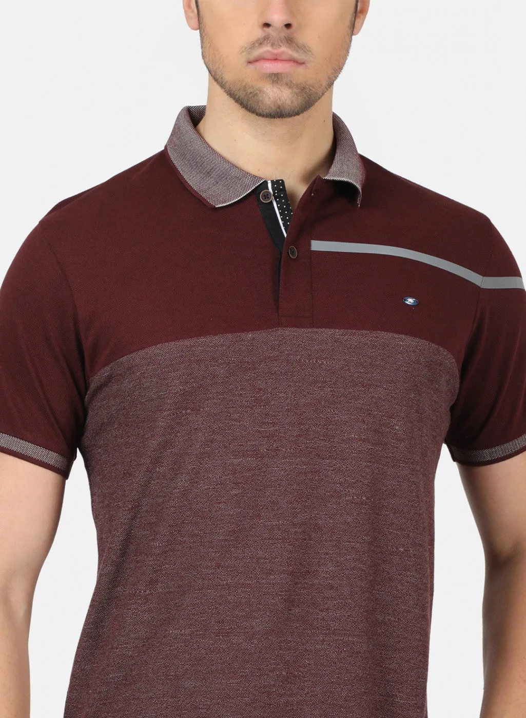 Men Maroon Plain T-Shirts
