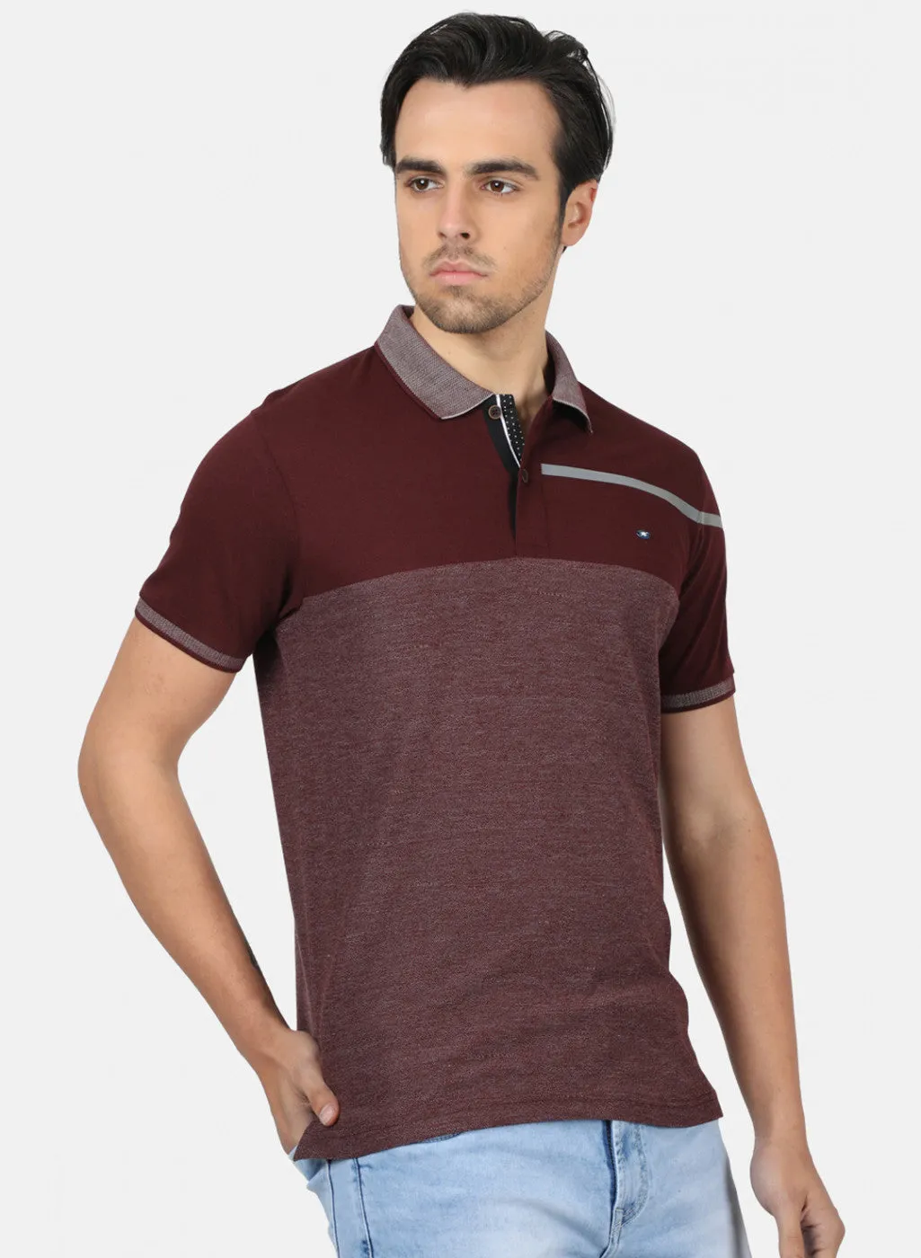 Men Maroon Plain T-Shirts