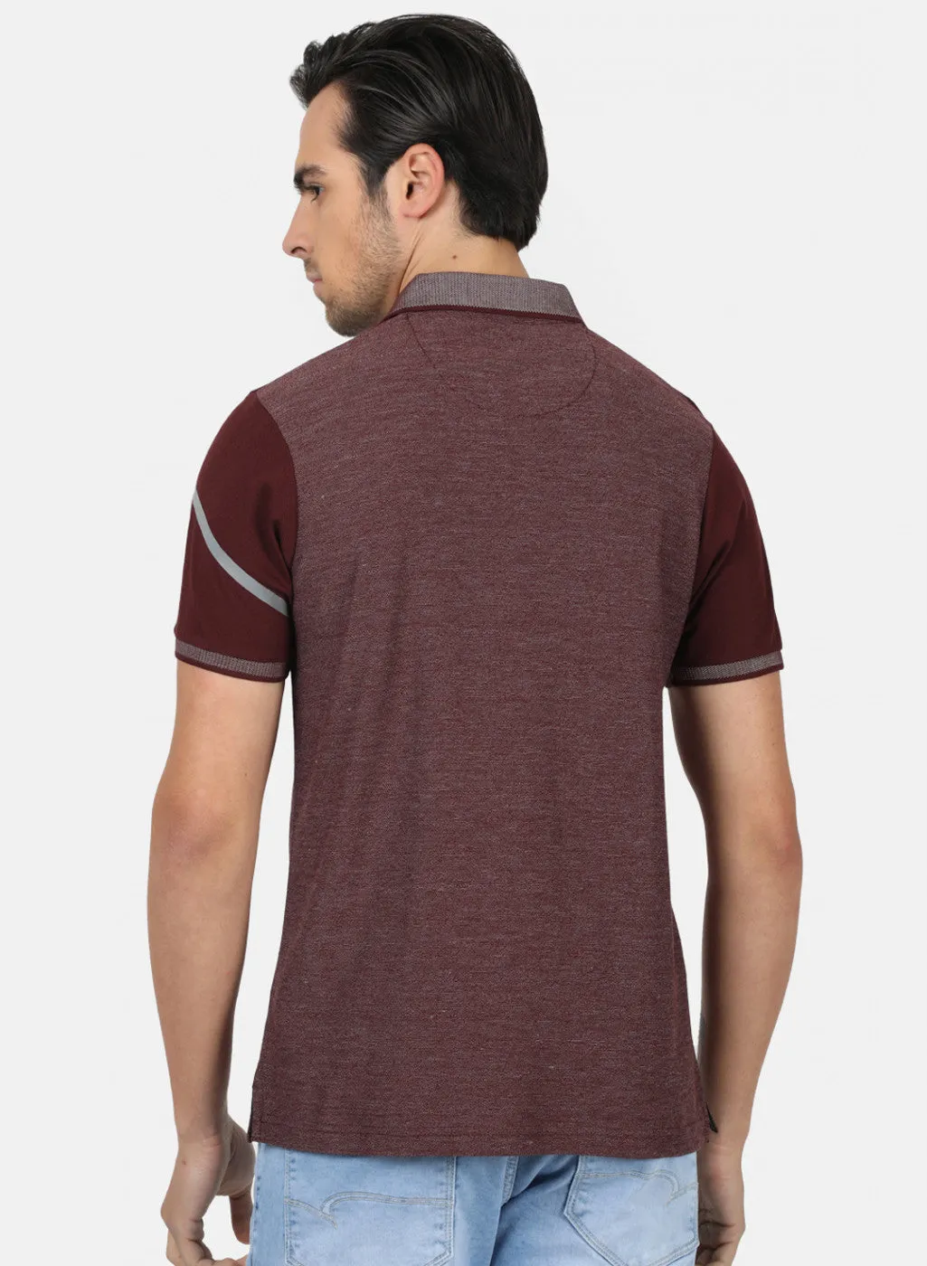 Men Maroon Plain T-Shirts
