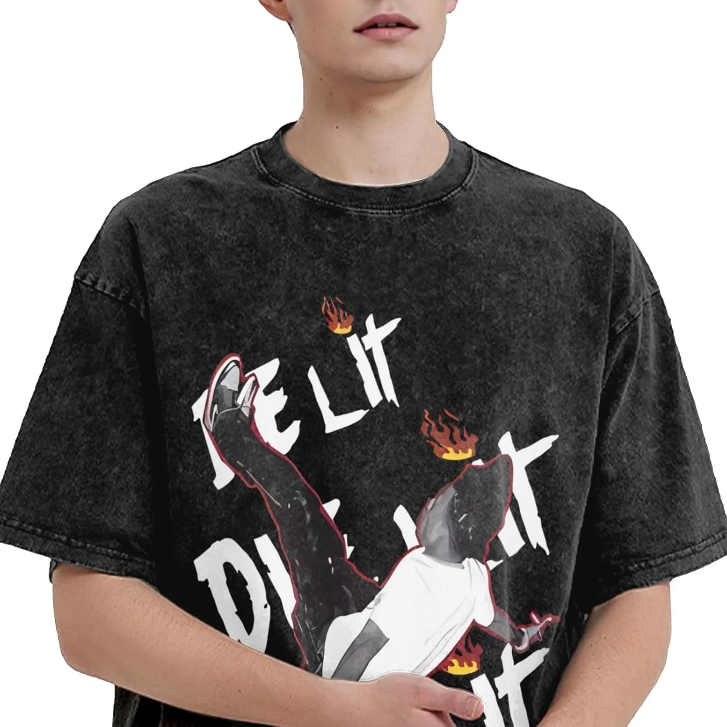 Men Streetwear Oversized Casual T-Shirts Short-Sleeve Adults Teens Cotton Shirt