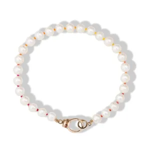 mini freshwater bracelet, warm rainbow silk®