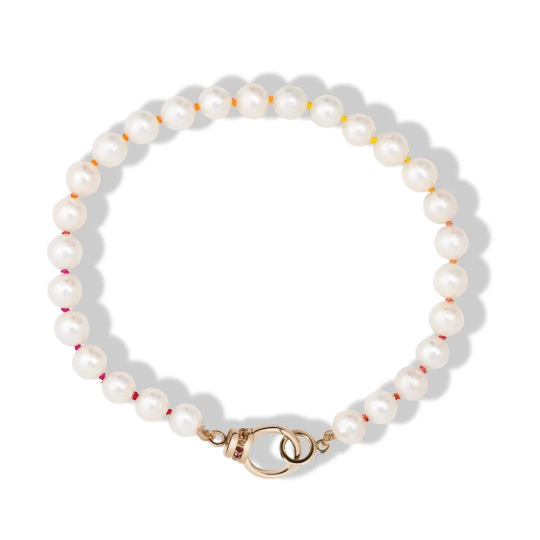mini freshwater bracelet, warm rainbow silk®