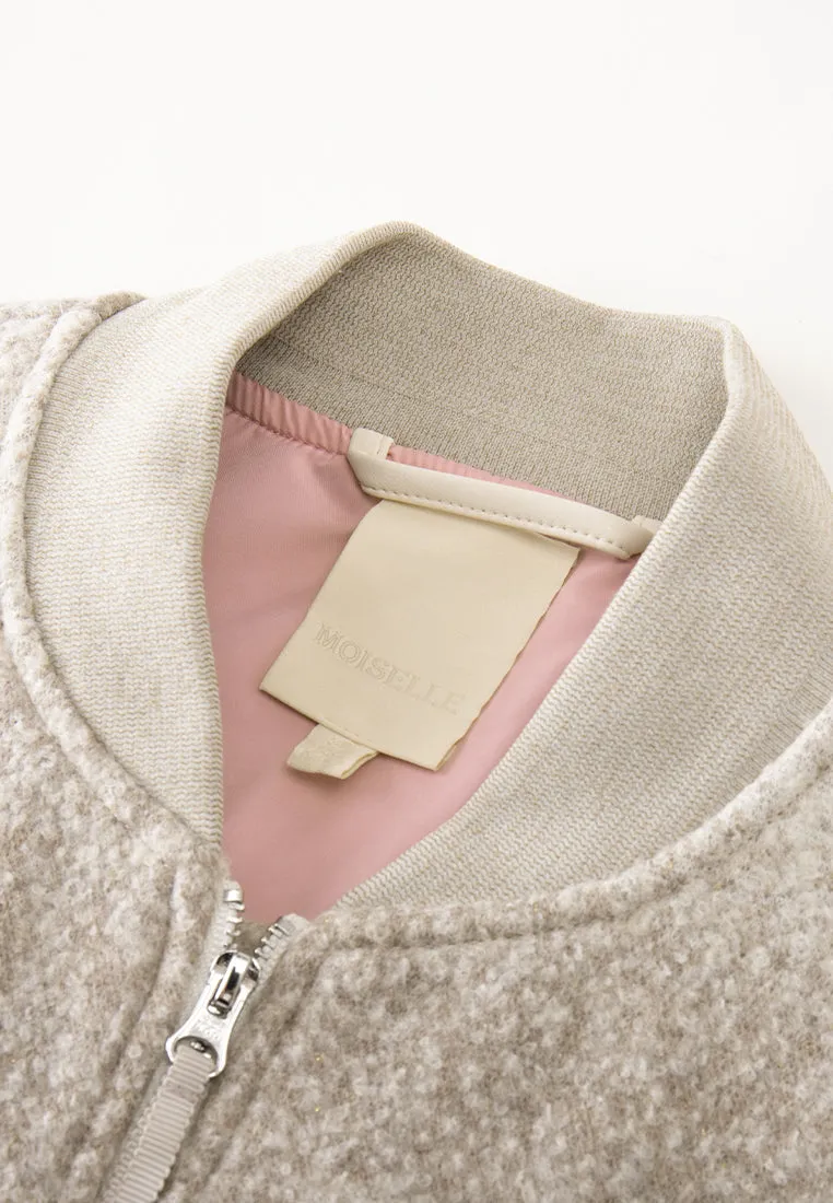 Ombré Effect Tie-neck Two-way Zip-up Jacket