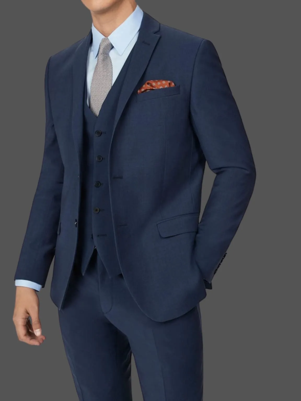 Panama Blue Slim Fit Suit Waistcoat