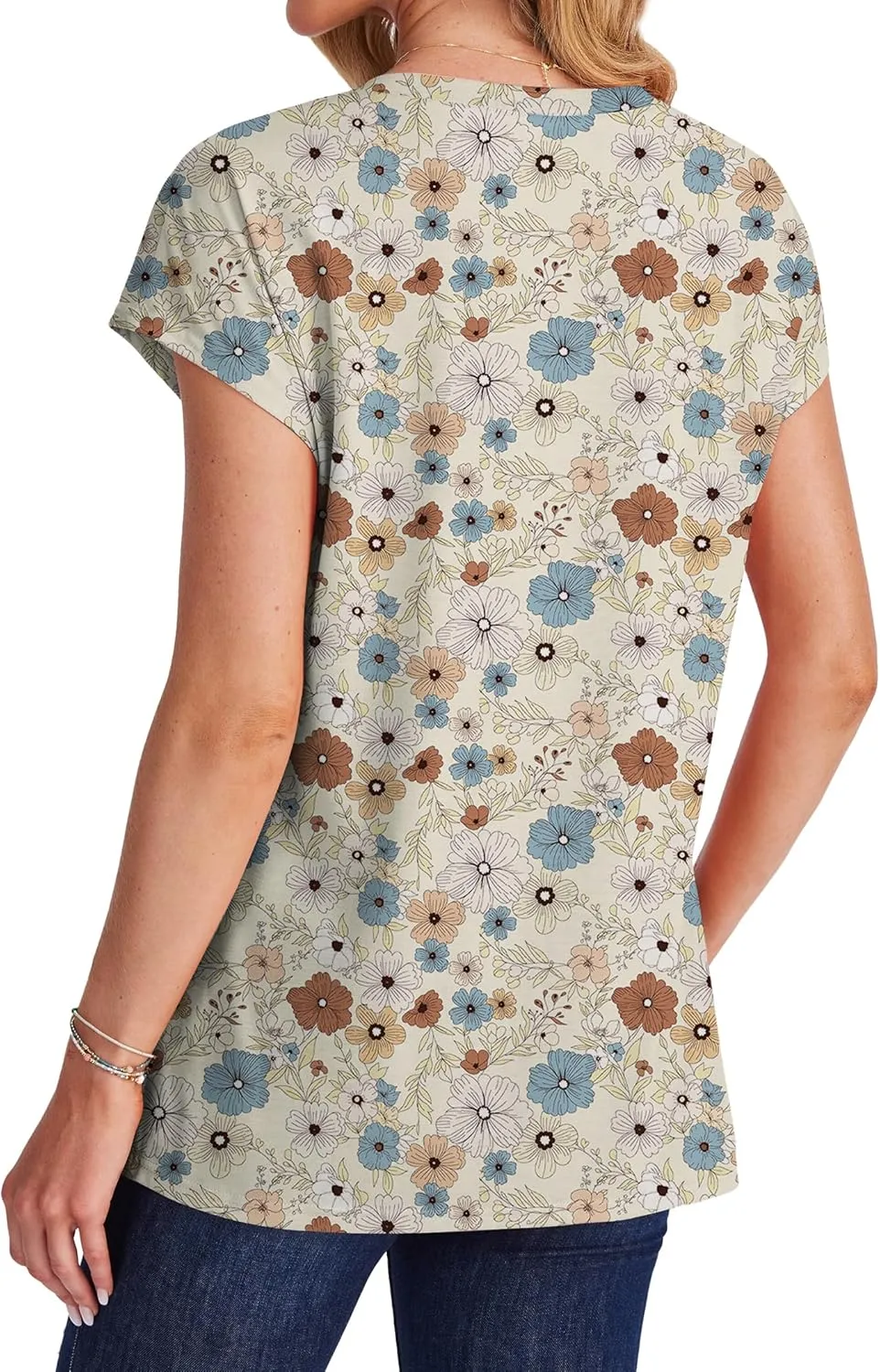 SAMPEEL Womens T Shirts V Neck Cap Short Sleeve Summer Tops Trendy 2025 Loose Casual Tshirts with Pocket