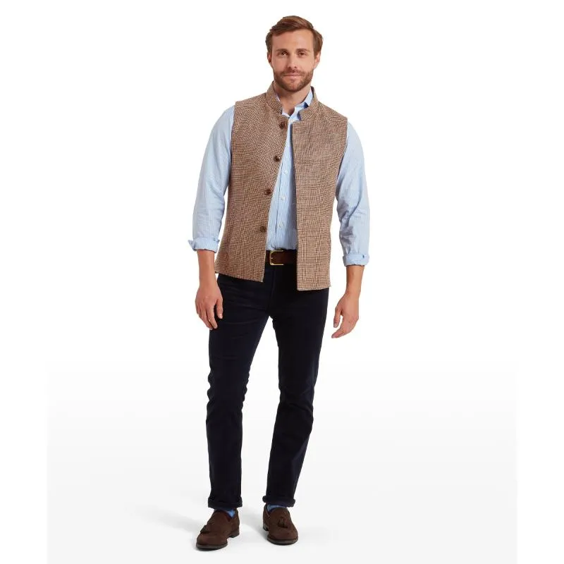 Schoffel Berwick Nehru Mens Tweed Waistcoat - Hawick Tweed